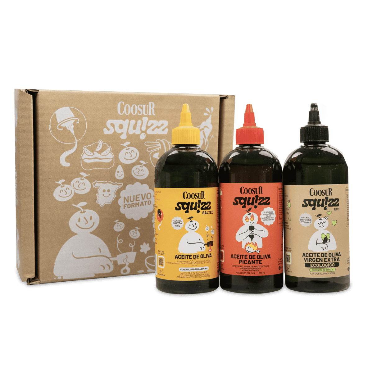 Pack Coosur Squizz 3x500 ml | Salteo, Ecológico y Picante