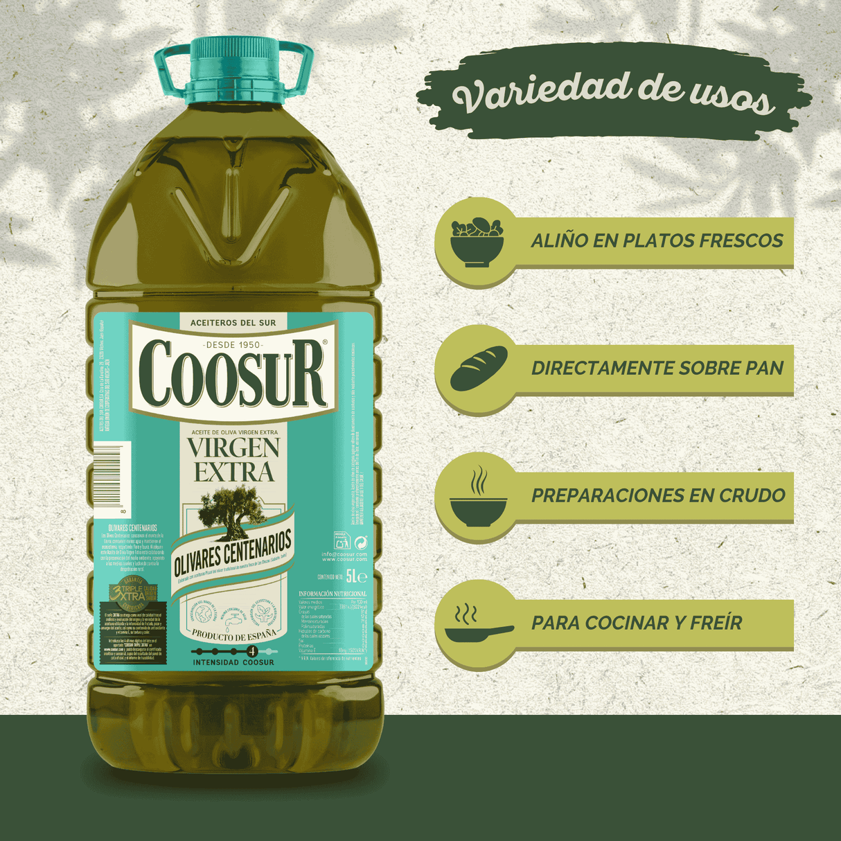 Aceite de oliva virgen extra Coosur Olivares Centenarios 5L